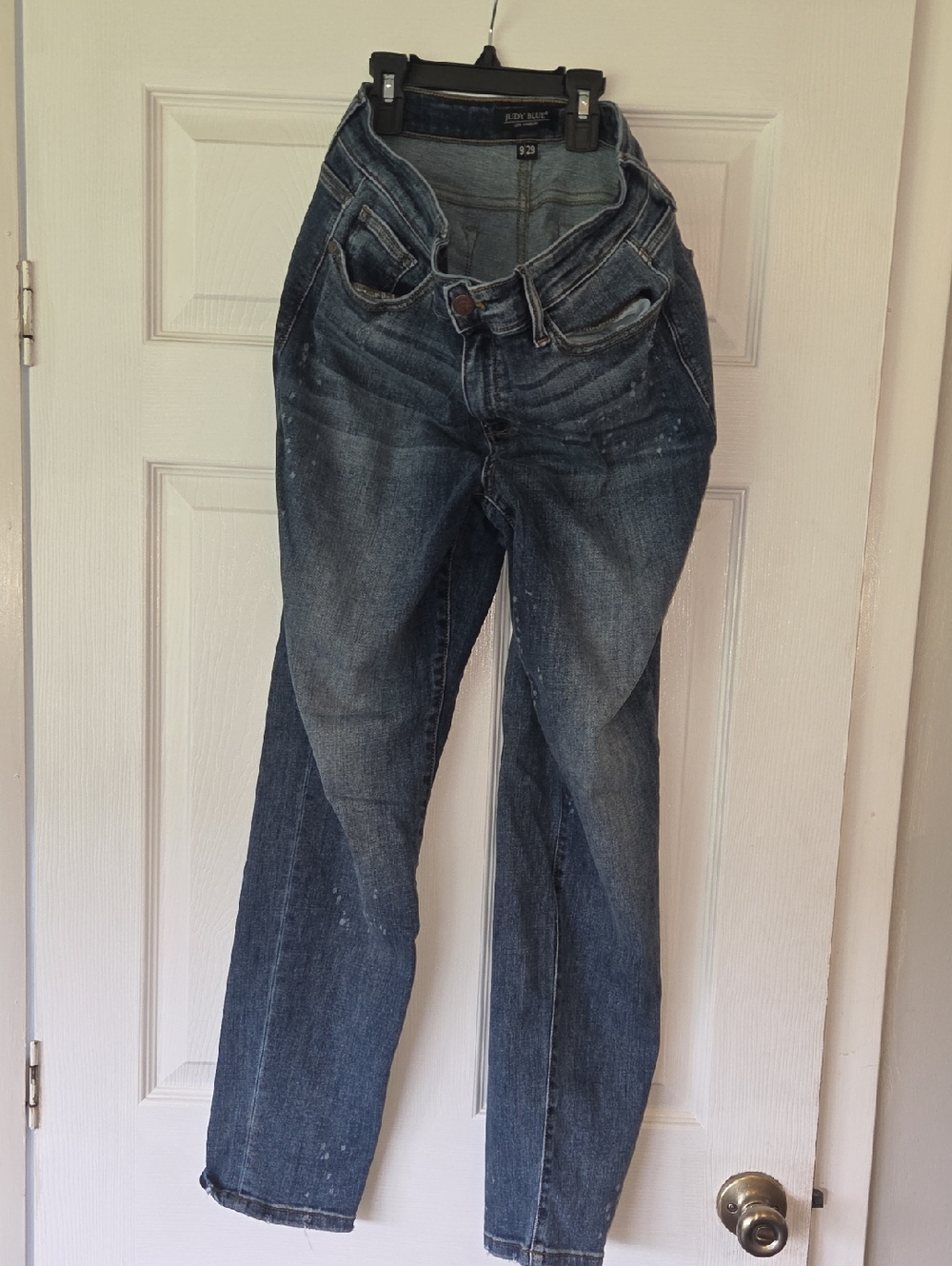 Judy Blue Mid Wash Straight Leg Jeans with Subtle Distress